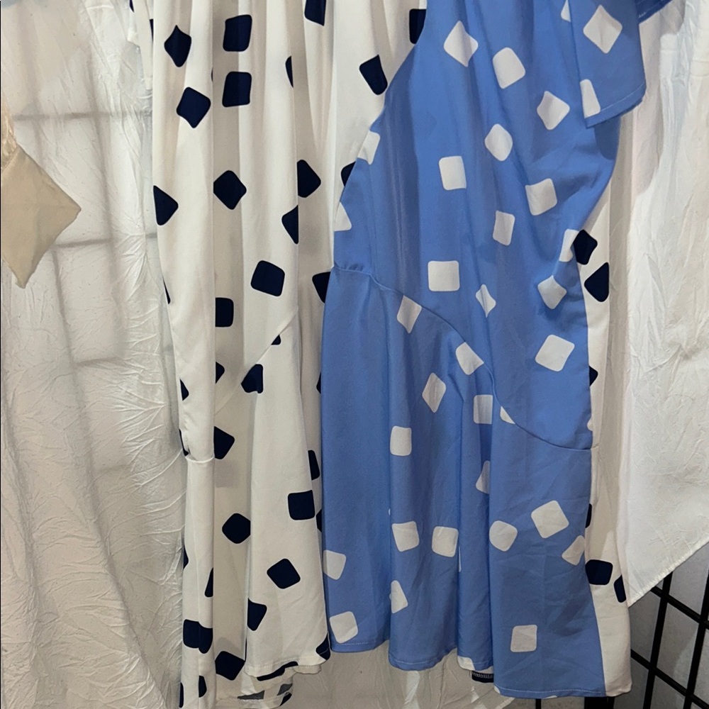 Ashley Stewart Blue & White Geometric Wrap Maxi Dress size 22/24 - Picture 2 of 10